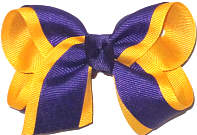 Toddler Regal Purple and Yellow Gold Double Layer Overlay Bow